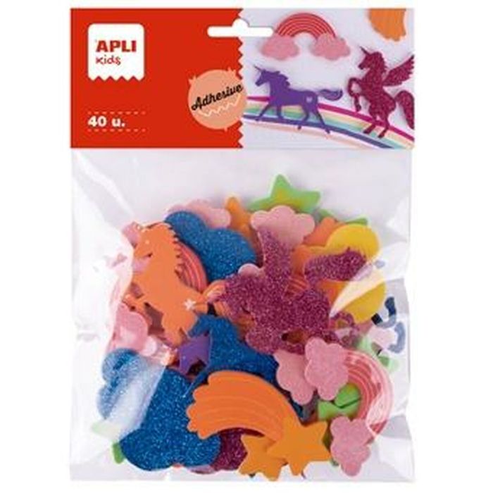 Feuille de Mousse Apli Multicouleur Feuille de Mousse unicornios (40 Pièces) (5 Unités) 1