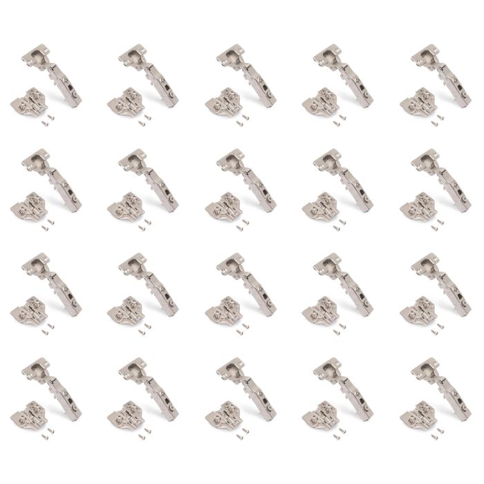 Emuca Lot de 20 charnières droites X91 avec fermeture amortie et embases euro, hauteur 0, acier, nickelé 0 Emuca Lot de 20 charnières droites X91 avec fermeture amortie et embases euro, hauteur 0, acier, nickelé 0