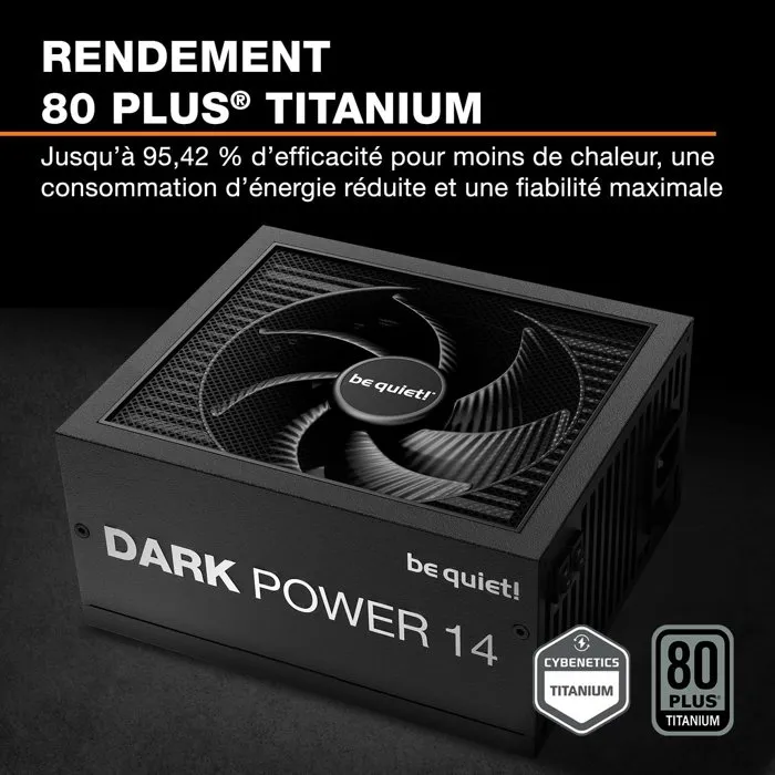 Be Quiet! Alimentation PC DARK POWER 14 850W - 80 Plus Titanium, Modulaire, Ventilateur 135mm, Silencieuse, Haute Performance