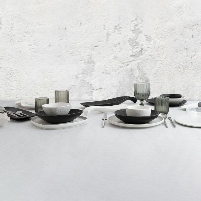 Assiette creuse Bidasoa Fosil Blanc Céramique Carré 21,9 x 21,7 x 4,8 cm (6 Unités) 6