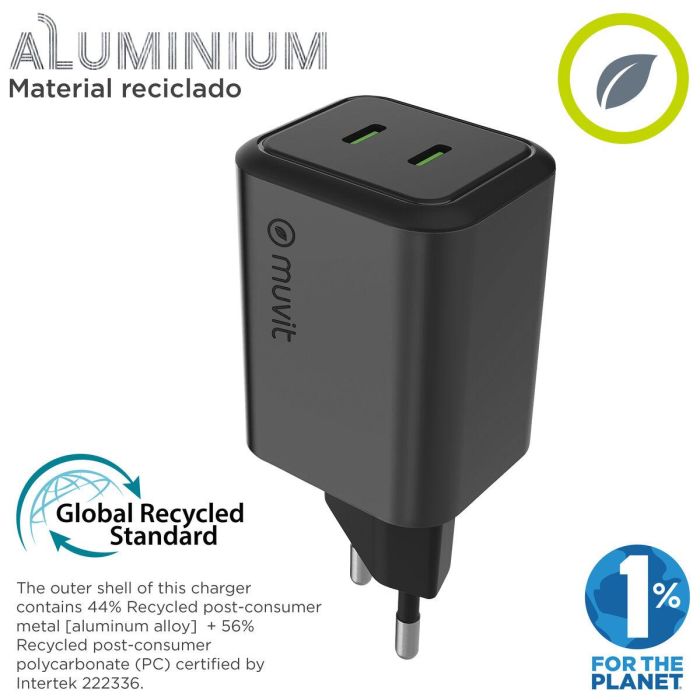 Chargeur mural Muvit WCEU66-45-C2 Argenté 45 W 9