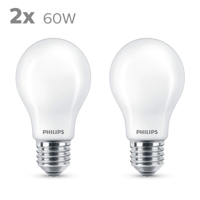 Lampe LED Philips Classic Standard 60 W Blanc E E27 (2700 K) (2 Unités) 5