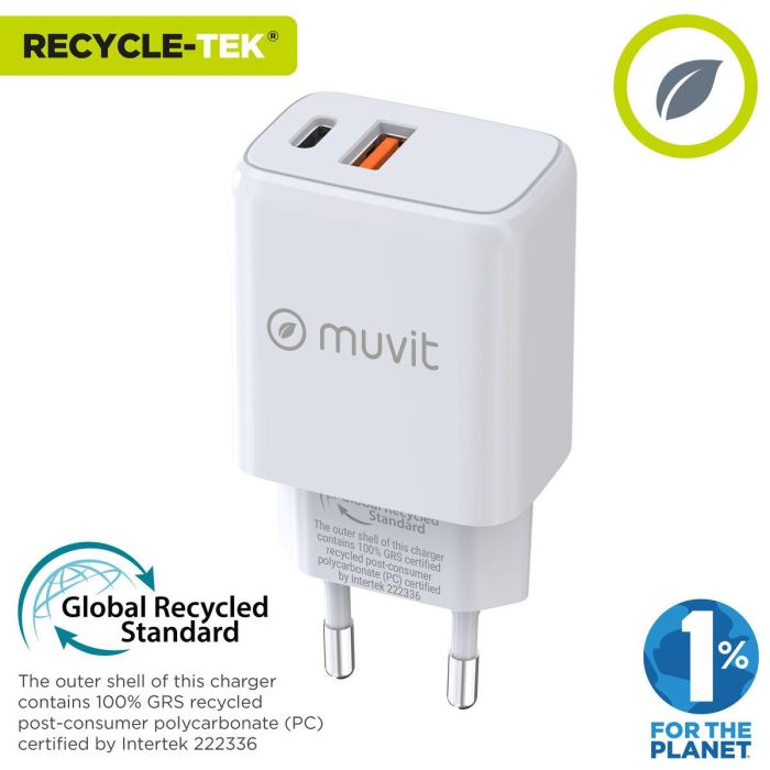 Chargeur mural Muvit for Change MC-215 Blanc 18 W 25 W 6