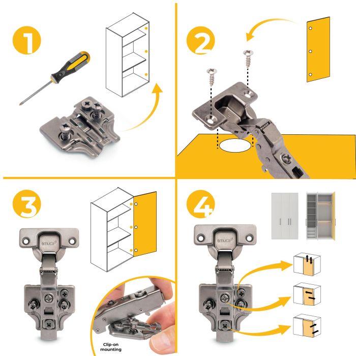 Emuca Lot de 20 charnières coudées X91 avec fermeture amortie et embases Euro, hauteur 0, nickelé, titane 8 Emuca Lot de 20 charnières coudées X91 avec fermeture amortie et embases Euro, hauteur 0, nickelé, titane 8