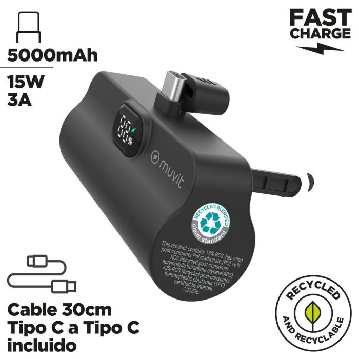 Powerbank Muvit for Change DP53D-R-PD Noir 5000 mAh 16