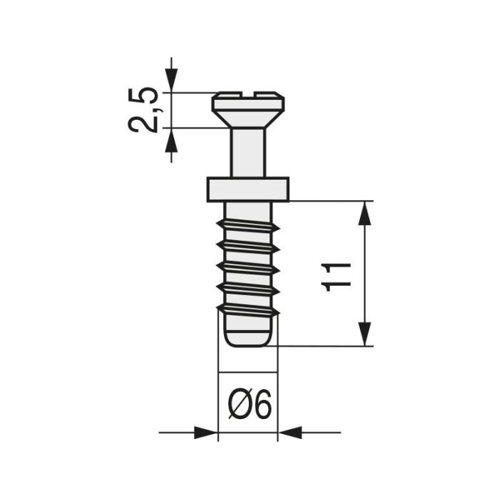 Tornillo Soporte Cazoleta Ø6X11Mm (19,5Mm) Herrajes Alk 1