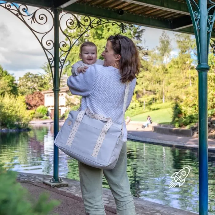 Badabulle Sac à langer Bowling Gris grande capacité 20L avec matelas à langer et accessoires poussette inclus 1