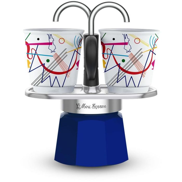 Bialetti Mini-Express Kandinsky - Cafetière italienne 2 tasses inox bleu 100 ml Bialetti Mini-Express Kandinsky - Cafetière italienne 2 tasses inox bleu 100 ml