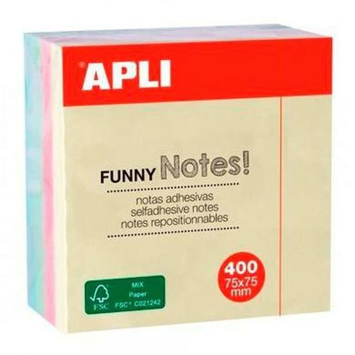 Notes Adhésives Apli FUNNY Multicouleur 75 x 75 mm (48 Unités) 1 Notes Adhésives Apli FUNNY Multicouleur 75 x 75 mm (48 Unités) 1