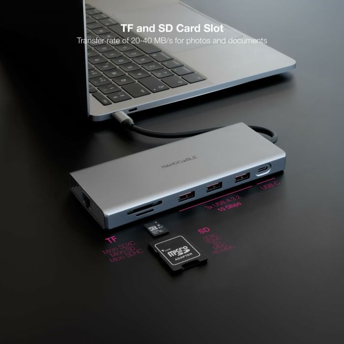 Hub USB NANOCABLE Hub 12en1 Gris 18 cm 3