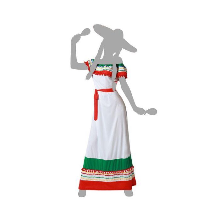 Déguisement Adulte Femme Mexicaine Tricolore - Robe pour Fête, Carnaval - Thématique Pays du Monde, Taille M-L, Multicolore en Polyester