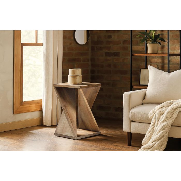 GINER Y COLOMER Tabouret en bois de manguier massif, design naturel, 35 cm x 35 cm x 57 cm 3