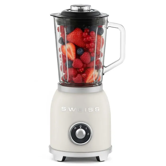 SWEISS Blender Vintage MXV8 1000 W - Bol 1,5 L avec 6 Lames - Vitesses + Mode Pulse - Puissant pour Smoothies, Glace Pilée (Beige) SWEISS Blender Vintage MXV8 1000 W - Bol 1,5 L avec 6 Lames - Vitesses + Mode Pulse - Puissant pour Smoothies, Glace Pilée (Beige)
