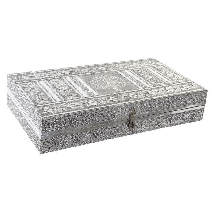 Boîte à bijoux Home ESPRIT Argenté Naturel Bois Aluminium 38 x 20 x 7,5 cm 2