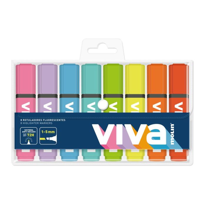 Ensemble de Marqueurs Fluorescents Molin VIVA Multicouleur 8 Pièces 8