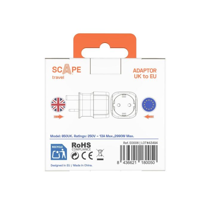 Multiprise Scape Travel 850UK Plastique 13 A 3