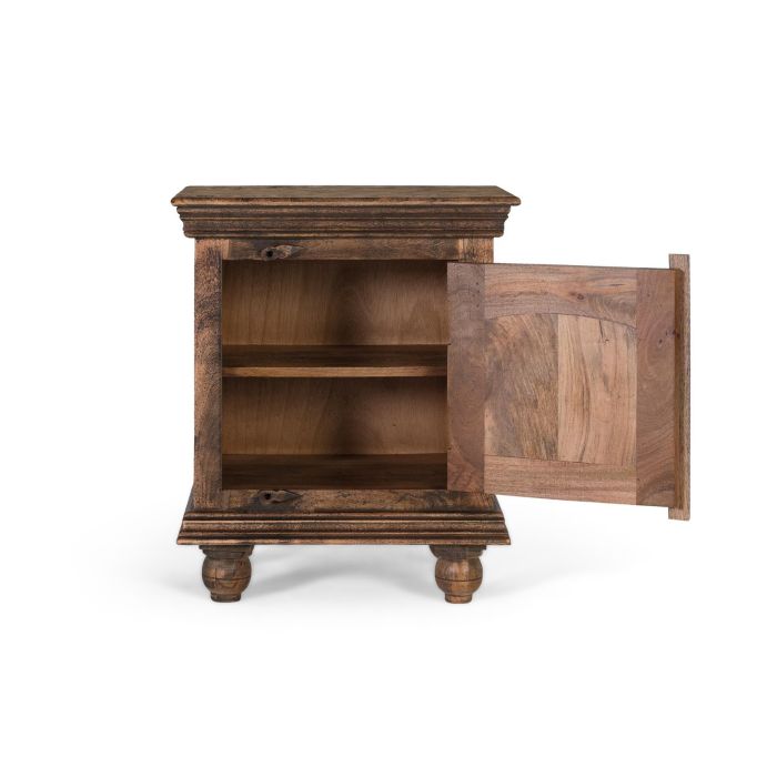 GINER Y COLOMER Table de nuit en bois de manguier massif style rustique avec porte à motif floral, marron foncé - Idéale salon ou chambre 1 GINER Y COLOMER Table de nuit en bois de manguier massif style rustique avec porte à motif floral, marron foncé - Idéale salon ou chambre 1