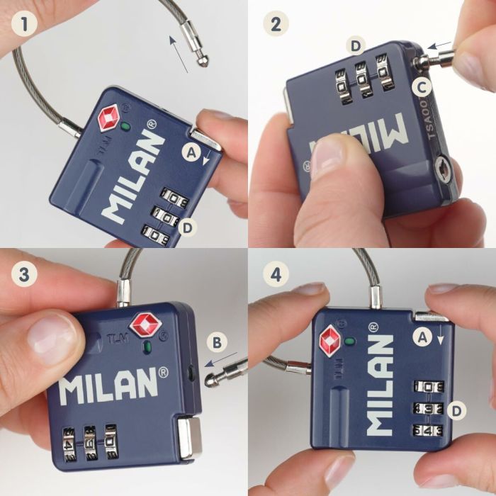 Serrure à combinaison Milan Métal 4 Serrure à combinaison Milan Métal 4