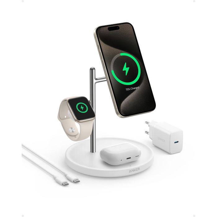 Anker MagGo Wireless Charging Station 3-in-1 faltbar white 1 Anker MagGo Wireless Charging Station 3-in-1 faltbar white 1