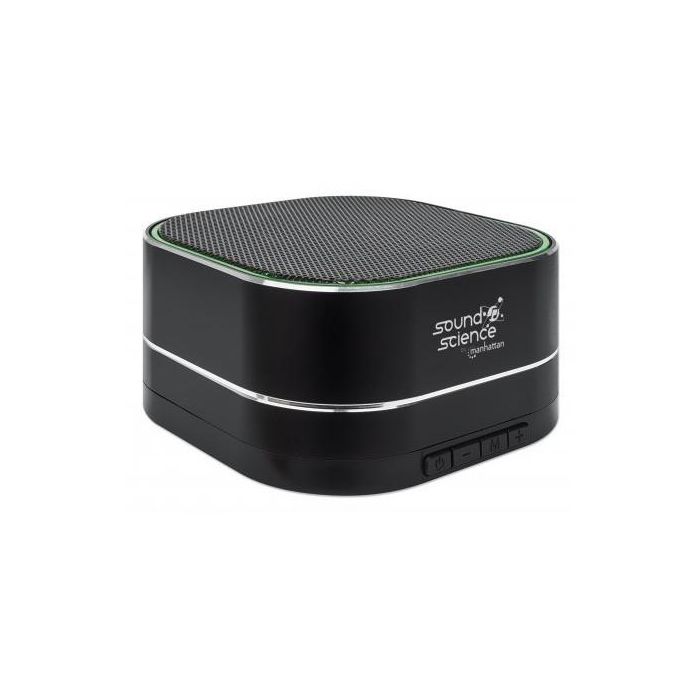 MANHATTAN Sound Science Metallic LED Bluetooth-Lautsprecher Bluetooth 5.0 Mikrofon Bedienelemente FM-Radio MicroSD-Slot schwarz 1