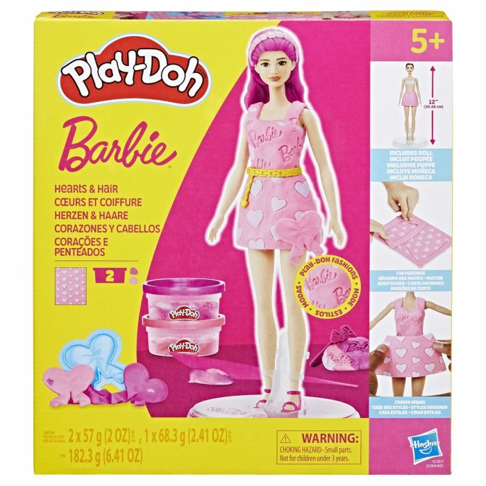 Pâte à modeler en argile Play-Doh Barbie Hearts & Hair Multicouleur 12