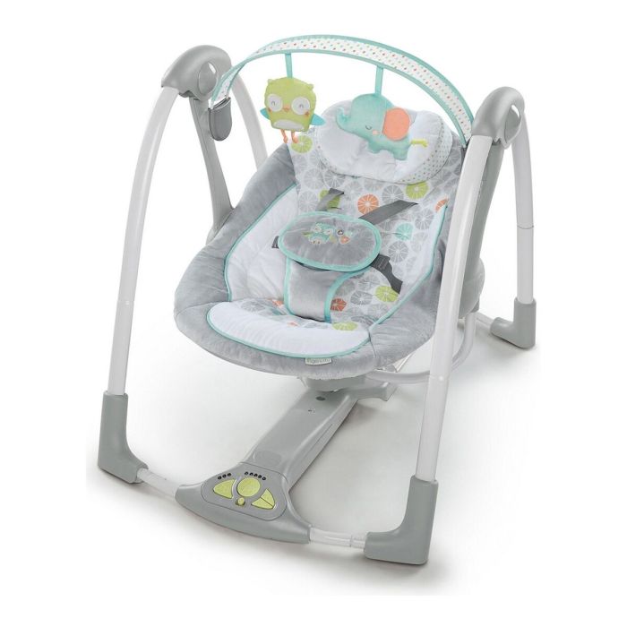 Fauteuil à Bascule Ingenuity Compact Swing - Hugs & Hoots Blanc Gris 0 Fauteuil à Bascule Ingenuity Compact Swing - Hugs & Hoots Blanc Gris 0