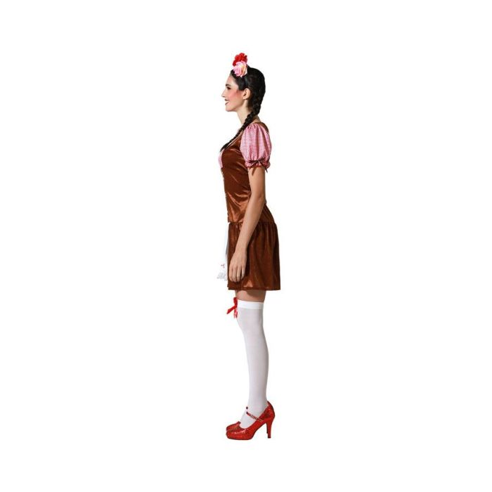 Déguisement Allemand Femme Adulte Taille M-L, Robe en Polyester Marron pour Fête d'Octobre, Oktoberfest ou Carnaval