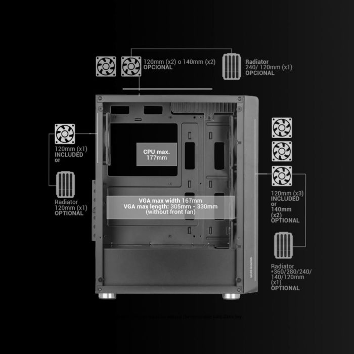 Boîtier ATX semi-tour Mars Gaming MCF Noir 2 Boîtier ATX semi-tour Mars Gaming MCF Noir 2