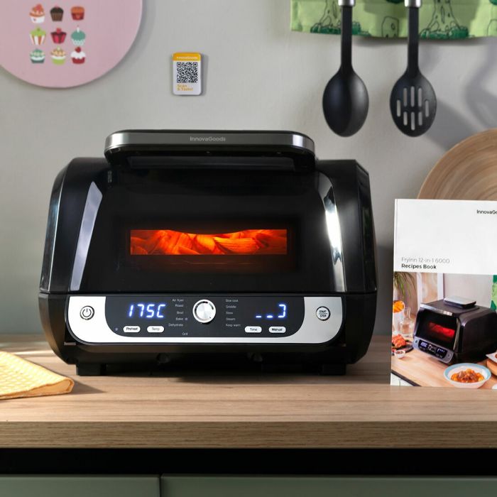 Friteuse à Air avec Gril, Accessoires et Livre de Recettes InnovaGoods Fryinn 12-in-1 6000 Noir Acier 3400 W 6 L 9 Friteuse à Air avec Gril, Accessoires et Livre de Recettes InnovaGoods Fryinn 12-in-1 6000 Noir Acier 3400 W 6 L 9