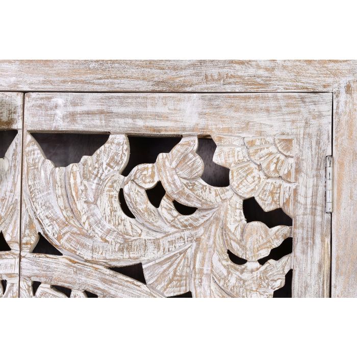 GINER Y COLOMER - Vitrine en bois de manguier massif sculpté à la main, finition blanc vieilli et base grise métal, 176 x 85 x 38 cm 4 GINER Y COLOMER - Vitrine en bois de manguier massif sculpté à la main, finition blanc vieilli et base grise métal, 176 x 85 x 38 cm 4