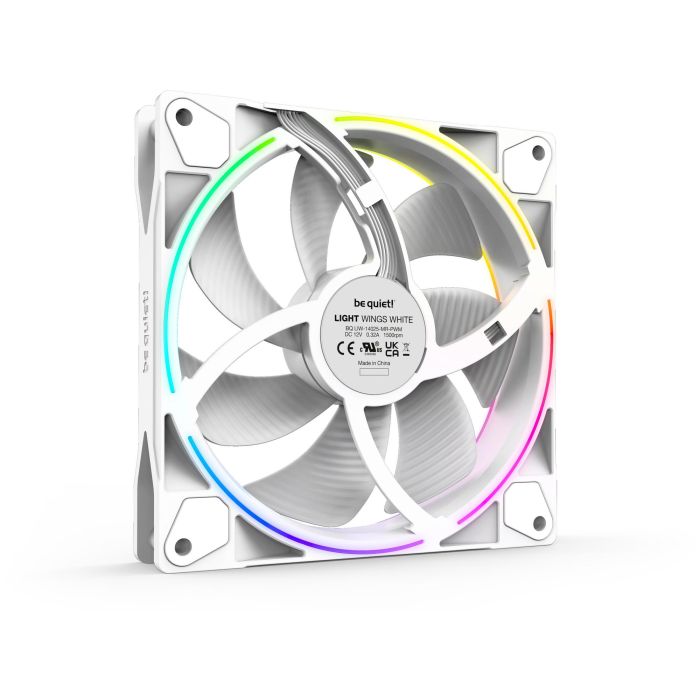 Be Quiet! Light Wings Ventilateur PC 140 mm PWM Blanc ARGB - Pack de 3, 1500 tr/min, 95.14 m³/h