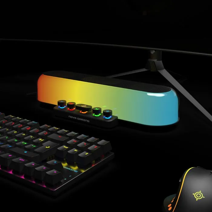 Nova Gaming Barre de Son Gaming Immersive Ursae GS205 avec LED RGB pour Setup PC - Noir Nova Gaming Barre de Son Gaming Immersive Ursae GS205 avec LED RGB pour Setup PC - Noir