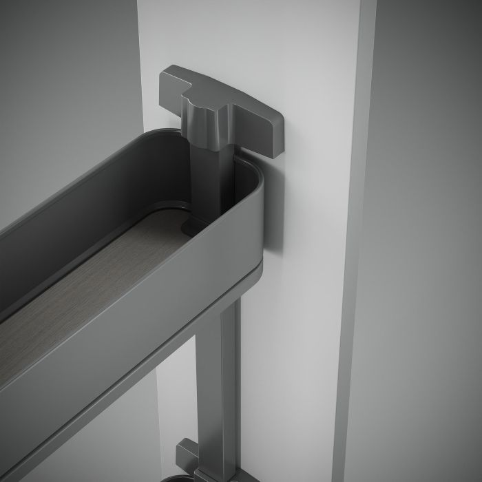 Emuca Porte-bouteilles latéral extractible Harmony avec fermeture amortie, Module largeur 200mm hauteur 800mm, Acier et Bois, Gris anthracite 3 Emuca Porte-bouteilles latéral extractible Harmony avec fermeture amortie, Module largeur 200mm hauteur 800mm, Acier et Bois, Gris anthracite 3