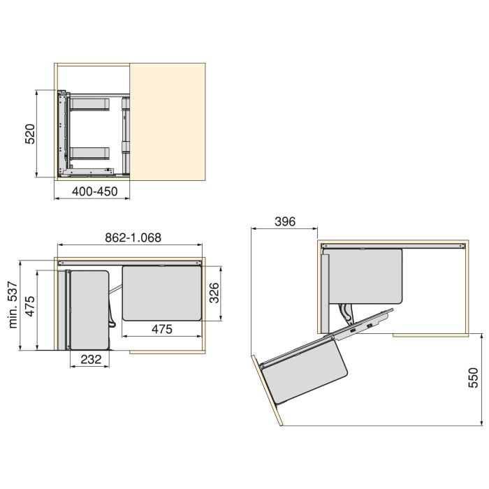 Emuca Accessoire extractible Harmony pour meuble de cuisine, Gauche, Acier et Bois, Gris anthracite 7 Emuca Accessoire extractible Harmony pour meuble de cuisine, Gauche, Acier et Bois, Gris anthracite 7