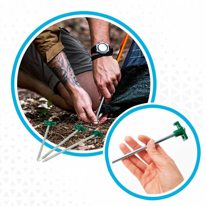 Sardines de camping Aktive 25 cm 4 Pièces Ø 8 mm (24 Unités) 2 Sardines de camping Aktive 25 cm 4 Pièces Ø 8 mm (24 Unités) 2