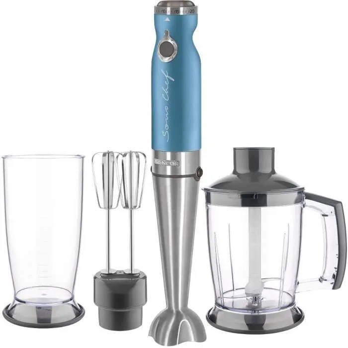Sencor SHB 5602BL-EUE3 Mixeur plongeant 4 en 1 1200W avec technologie TITANIUM QuadBlade, 20 vitesses, poignée ergonomique, accessoires acier inoxydable, 6 ans garantie Sencor SHB 5602BL-EUE3 Mixeur plongeant 4 en 1 1200W avec technologie TITANIUM QuadBlade, 20 vitesses, poignée ergonomique, accessoires acier inoxydable, 6 ans garantie