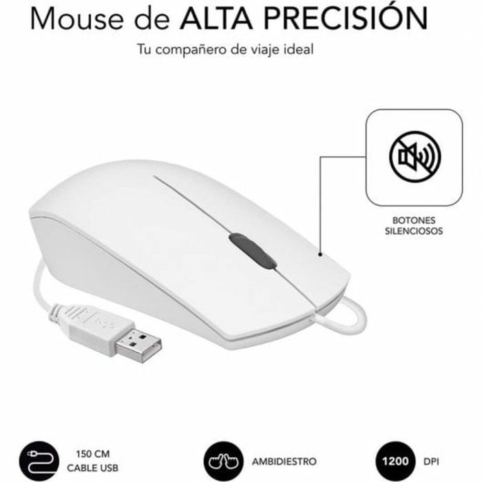 clavier et souris Subblim SUBKBC-CSSK02 Blanc Espagnol Qwerty QWERTY 1
