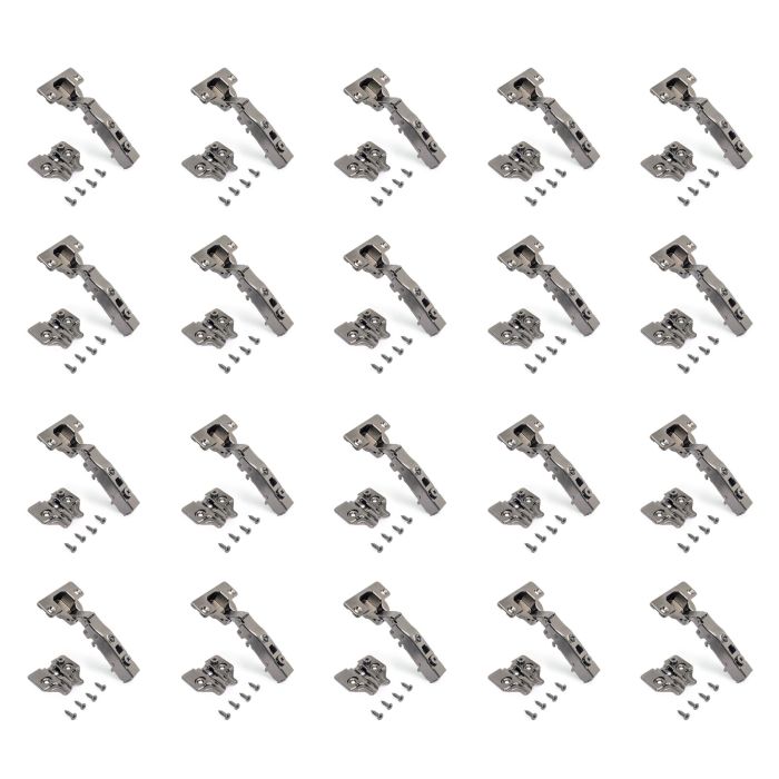 Emuca Lot de 20 charnières droites X91 à fermeture amortie avec embases à visser, hauteur 0, acier, titane 0 Emuca Lot de 20 charnières droites X91 à fermeture amortie avec embases à visser, hauteur 0, acier, titane 0