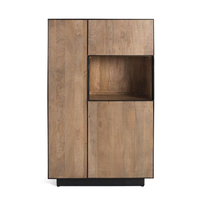 GINER Y COLOMER - Buffet haut en bois de manguier naturel 190 cm avec ouverture push, structure métal noir, 141x90x47 cm 0 GINER Y COLOMER - Buffet haut en bois de manguier naturel 190 cm avec ouverture push, structure métal noir, 141x90x47 cm 0