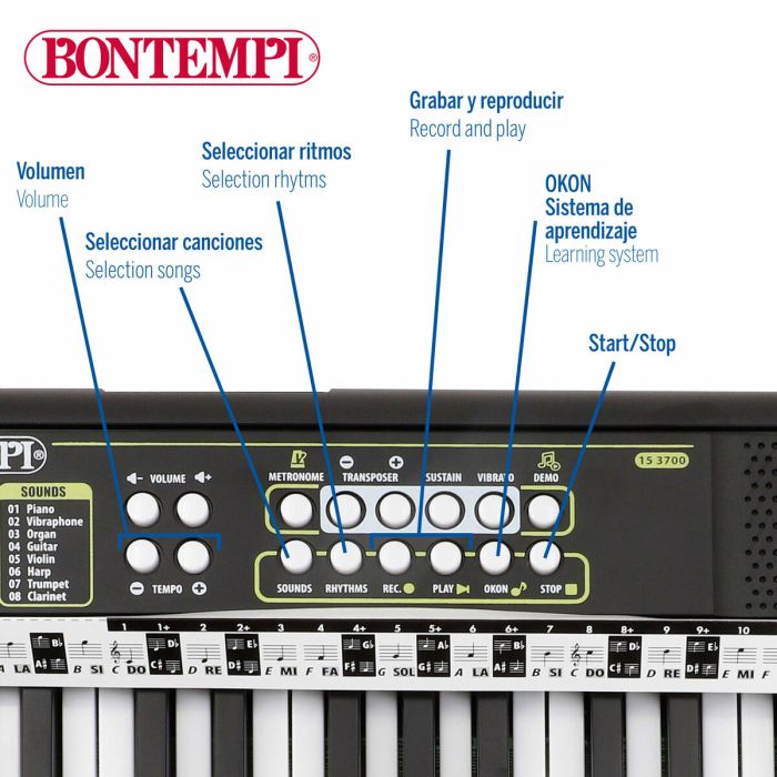Clavier 37 Touches Bontempi 42 x 4 x 15 cm (6 Unités) 1 Clavier 37 Touches Bontempi 42 x 4 x 15 cm (6 Unités) 1