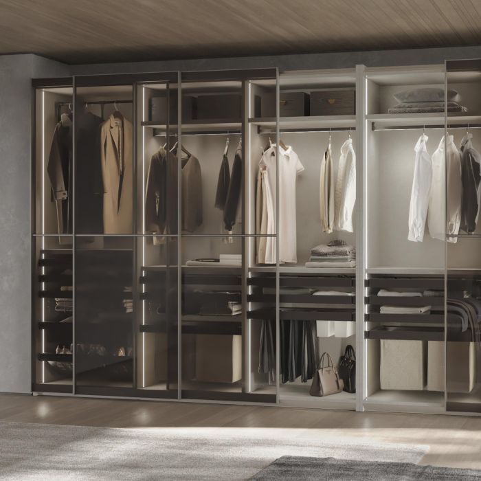 Emuca Kit de porte-pantalon à 7tringles et rack ajustable Quartz pour armoires, glissières extension totale et à fermeture douce, Module 70cm, Finition Titane 2