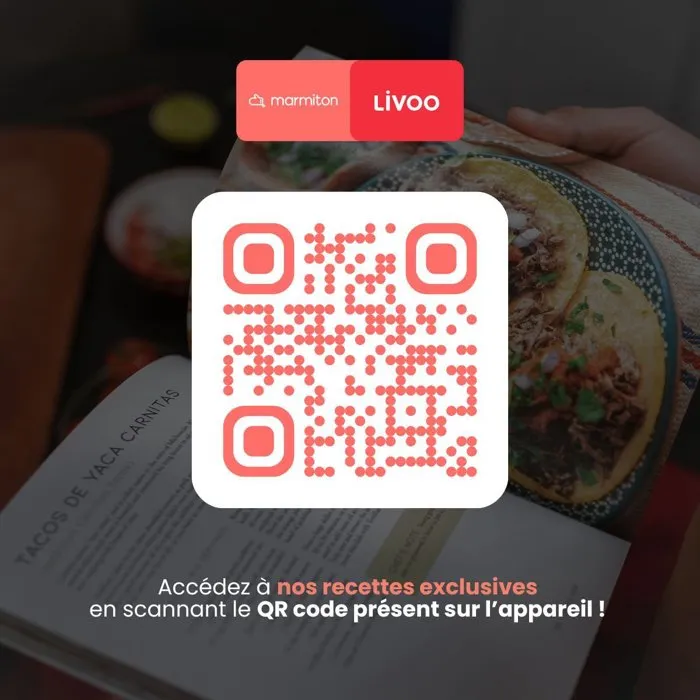 Livoo Friteuse sans huile DOC343CO 8 L - 1700 W avec 30 recettes QR code - Écran tactile - 10 programmes automatiques (frites, viande, pizza, légumes) Livoo Friteuse sans huile DOC343CO 8 L - 1700 W avec 30 recettes QR code - Écran tactile - 10 programmes automatiques (frites, viande, pizza, légumes)