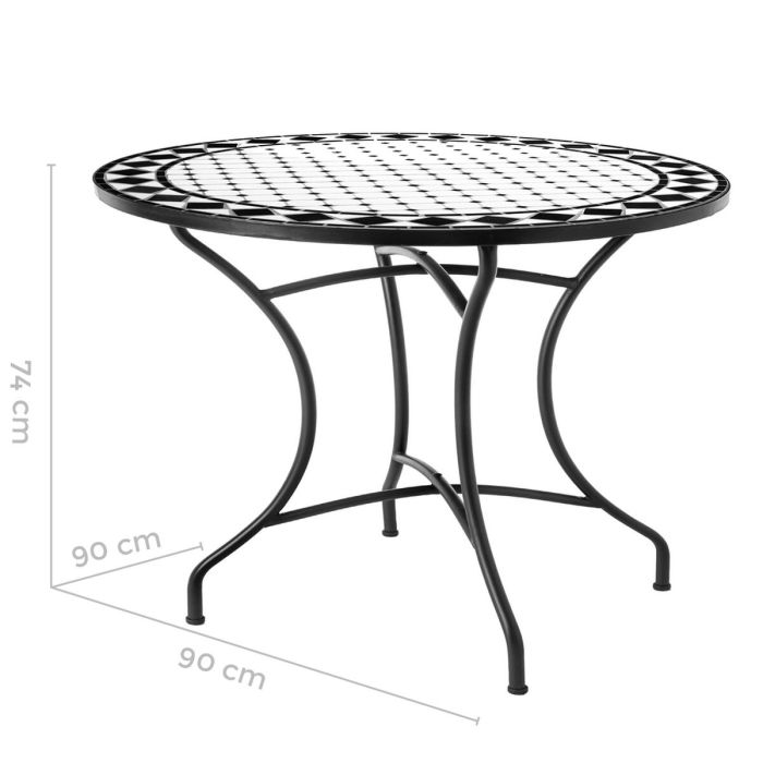 Table d'appoint Delfos Blanc Noir Céramique 90 x 90 x 75 cm 1