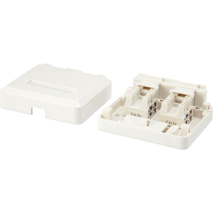 Equip Aufputzdose 2x Keystone Jack mit Abdeckung weiß 2