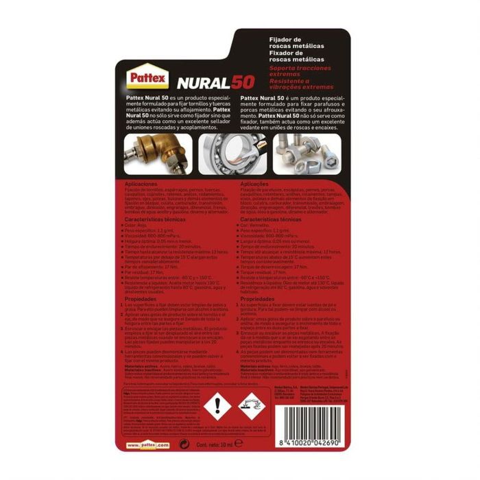 Adhésif instantané Pattex nural 50 10 ml Rouge Liquide 2