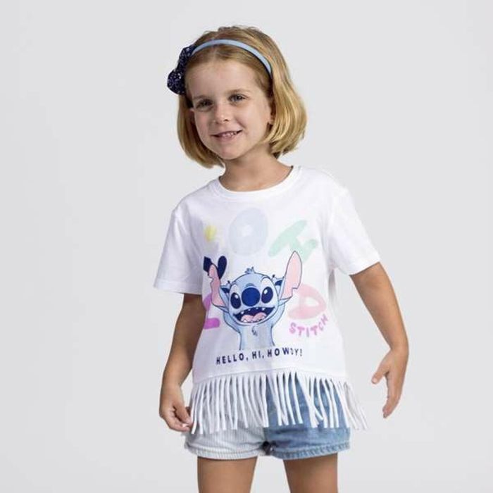 T shirt à manches courtes Enfant Stitch Blanc 2