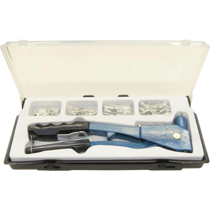 Meister CP195270 Pince à riveter avec 100 rivets en aluminium - Jeu professionnel ou amateur dans boîte plastique transparente Meister CP195270 Pince à riveter avec 100 rivets en aluminium - Jeu professionnel ou amateur dans boîte plastique transparente