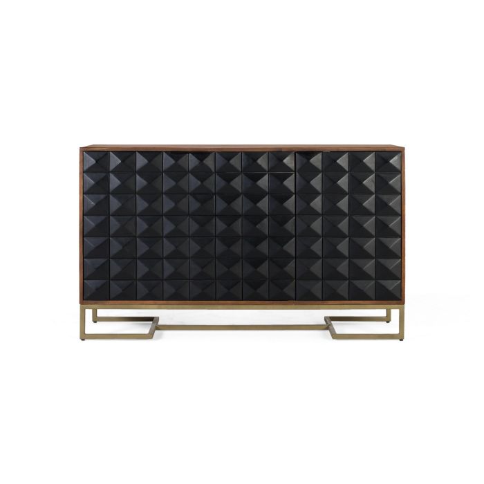 Buffet GINER Y COLOMER en bois de manguier avec pattes dorées, finition noire et avellana, sculpté à la main, 135 cm de largeur 0 Buffet GINER Y COLOMER en bois de manguier avec pattes dorées, finition noire et avellana, sculpté à la main, 135 cm de largeur 0