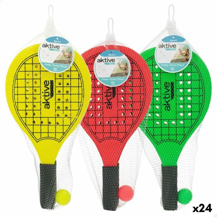 Raquettes de Plage avec Balle Aktive Bois 20,5 x 39,5 cm (24 Unités) 6