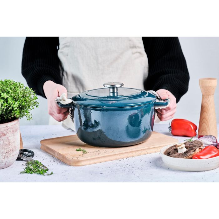 Cocotte avec couvercle - COSY & TRENDY - FONTESTIC - Fonte émaillée- Ø28 cm - 6,15 L - Tous feux dont induction - Bleu 2